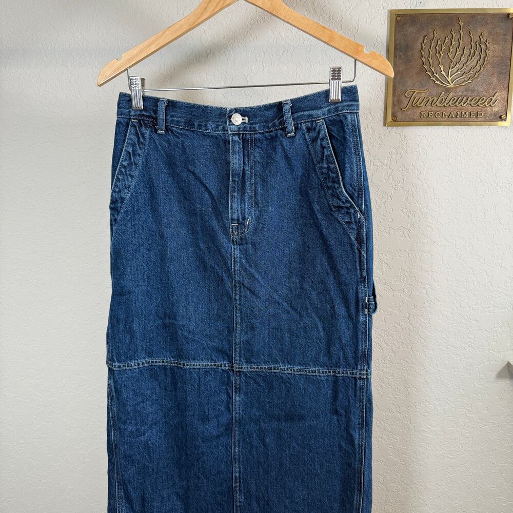 Women's Madewell Denim‎ Blue Jean Cargo Pieced Midi Skirt Size 26 Small - Picture 3 of 8